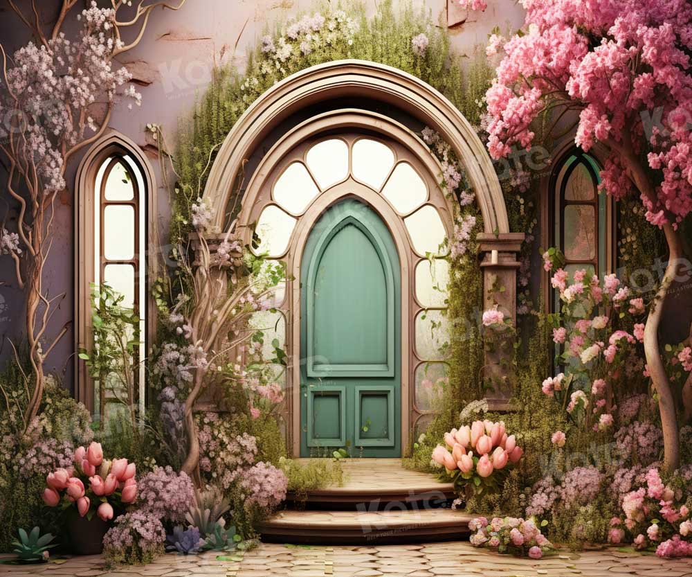 Kate Été Rose Fleur Arbre Maison Porte Toile de fond conçu par Emetselch - Kate Backdrop FR