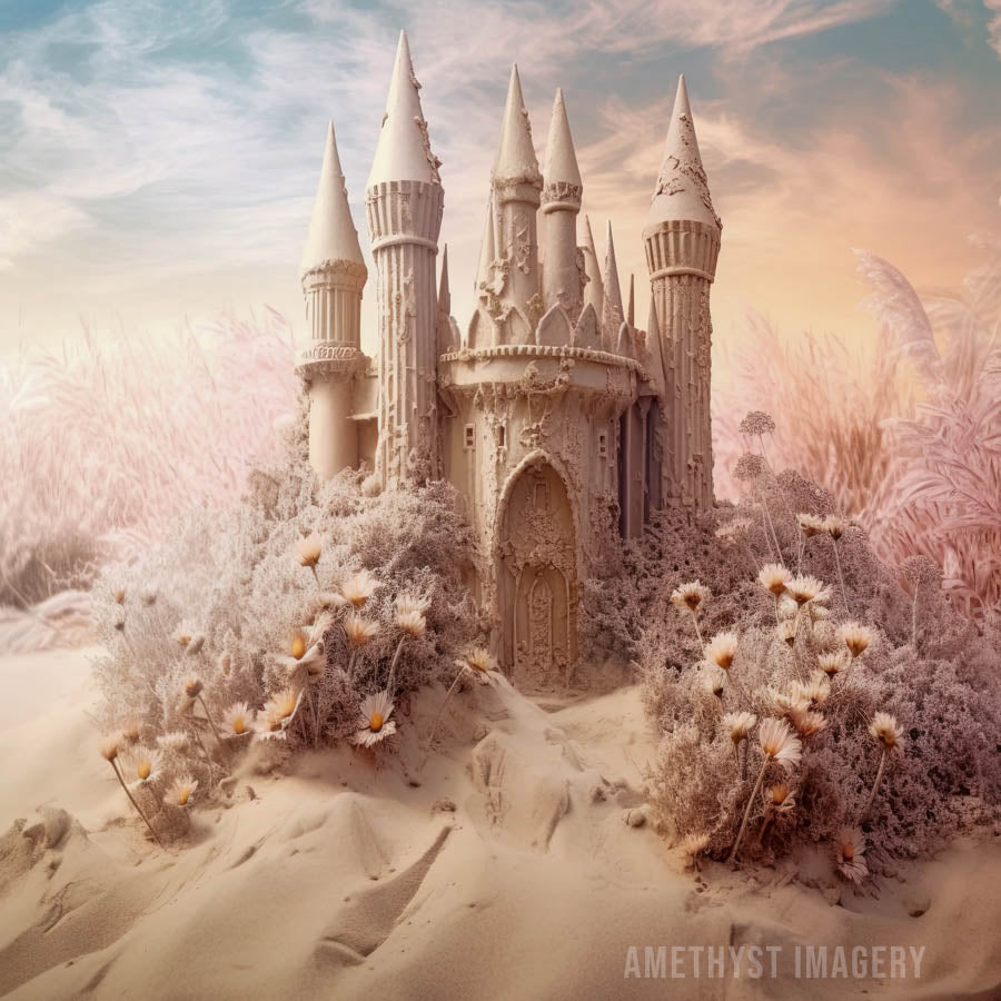Kate Rêveur Plage Château Sables Toile de fond conçu par Angela Marie Photographie - Kate Backdrop FR