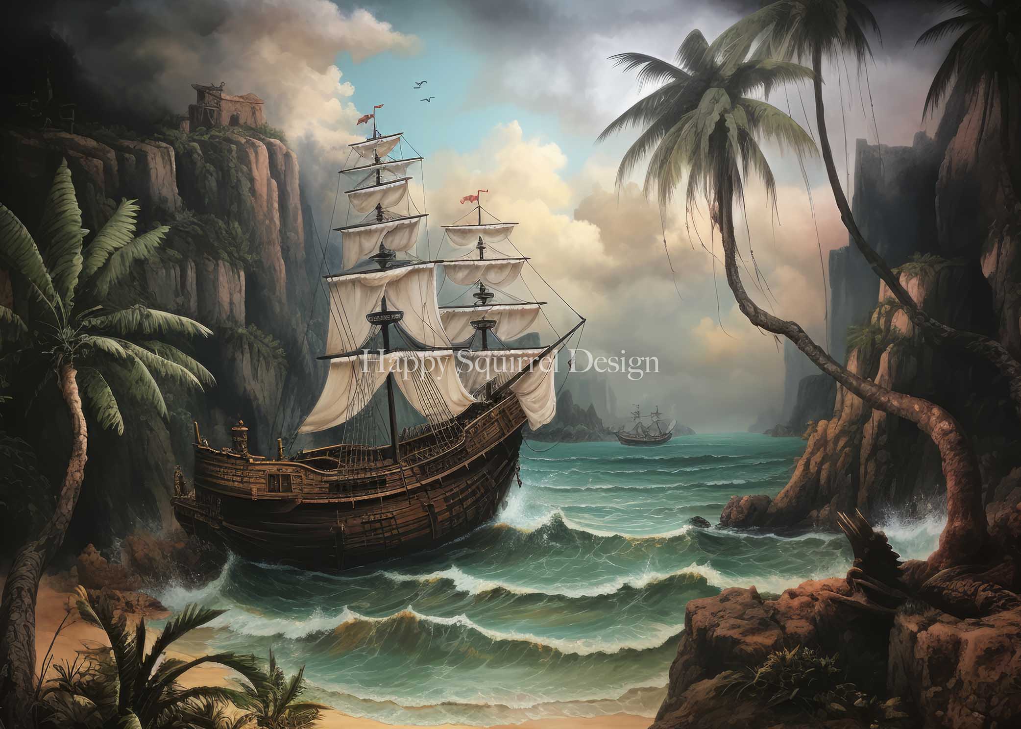 Kate Naufrage Bateau Île Mer Toile de fond Conçu par Happy Squirrel Design - Kate Backdrop FR