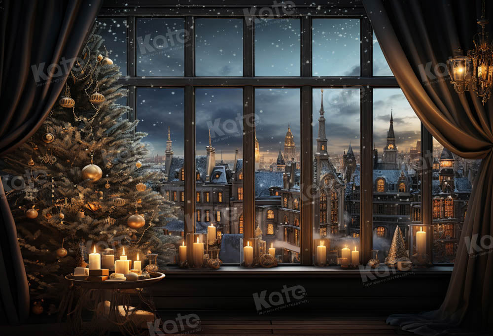 Kate Fenêtre Sapin de Noël Hiver Toile de fond conçu par Emetselch