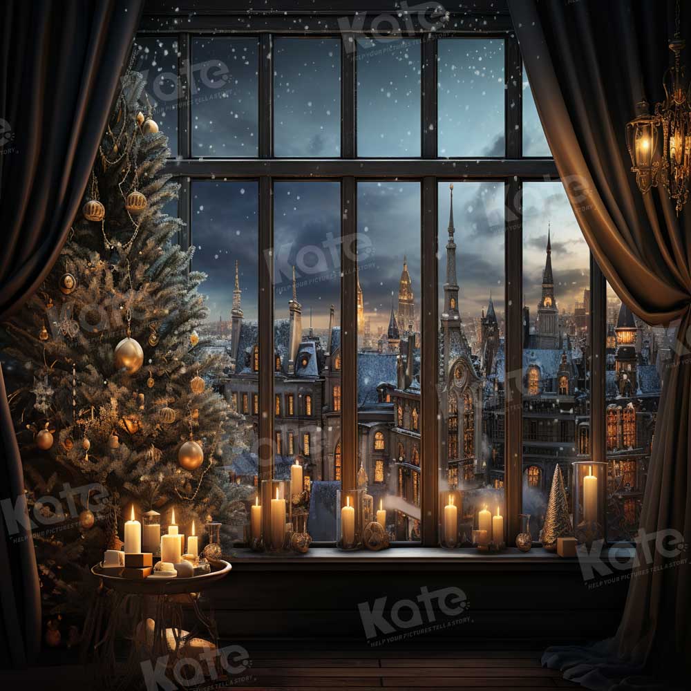 Kate Fenêtre Sapin de Noël Hiver Toile de fond conçu par Emetselch