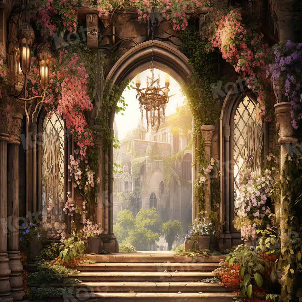 Kate Château Vieux Fleurs Printemps Toile de fond conçu par Emetselch - Kate Backdrop FR
