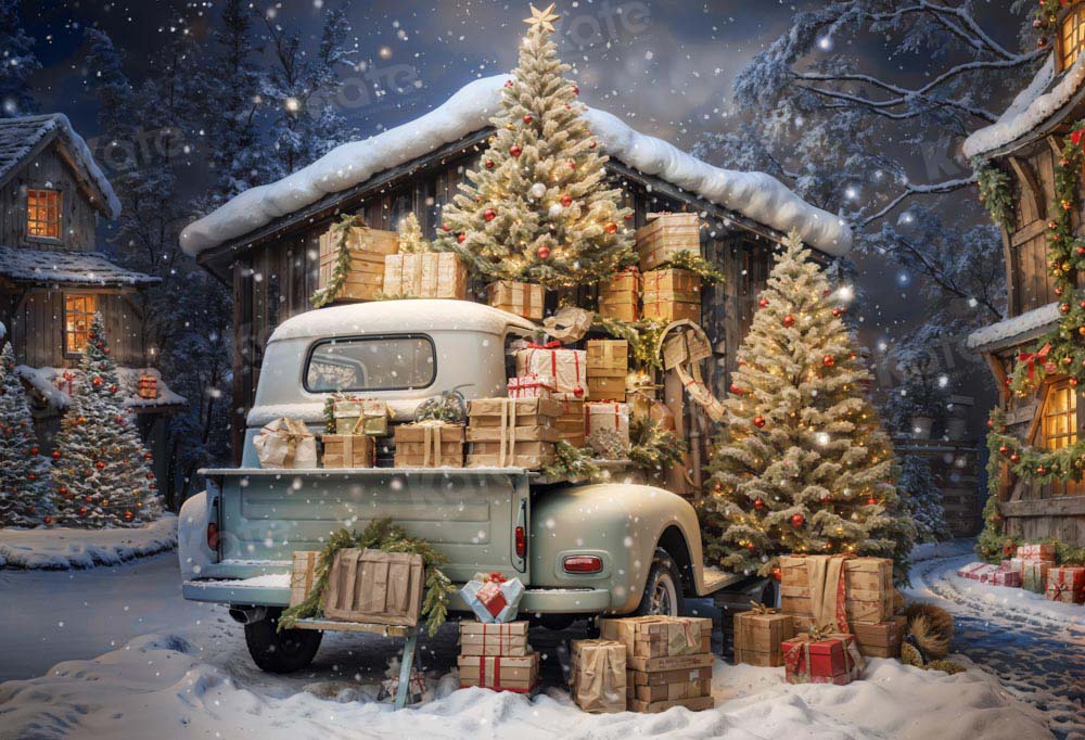 Kate Sapin de Noël Neige Cadeaux Toile de fond conçu par Emetselch - Kate Backdrop FR