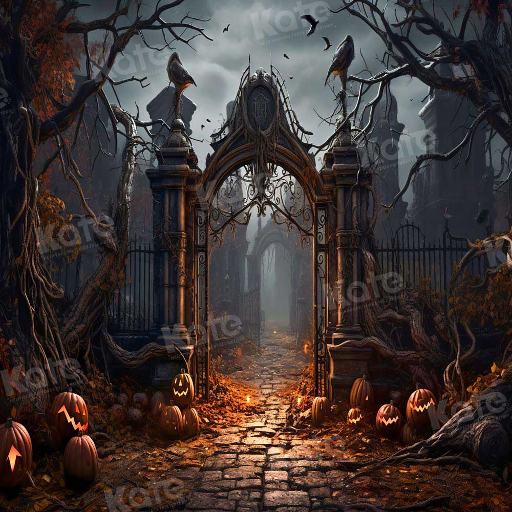 Kate Halloween Chemin Porte Citrouille Toile de fond conçue par Chain Photographie