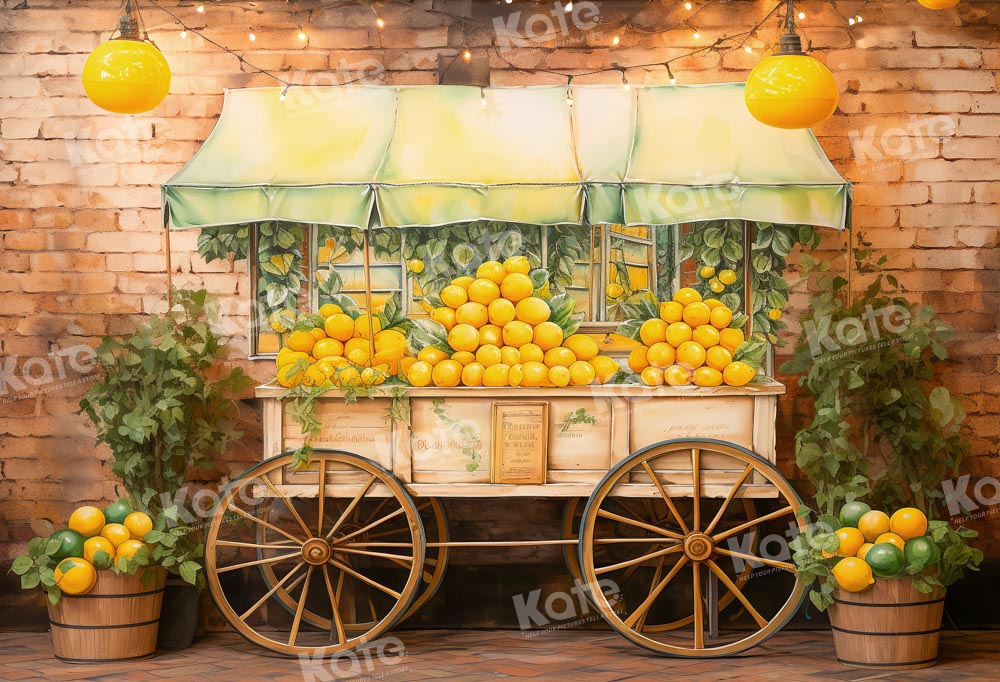 Kate Mur de briques Citrons Chariot Toile de fond conçu par Emetselch - Kate Backdrop FR