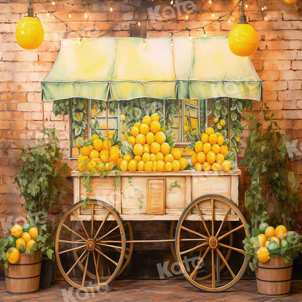 Kate Mur de briques Citrons Chariot Toile de fond conçu par Emetselch - Kate Backdrop FR
