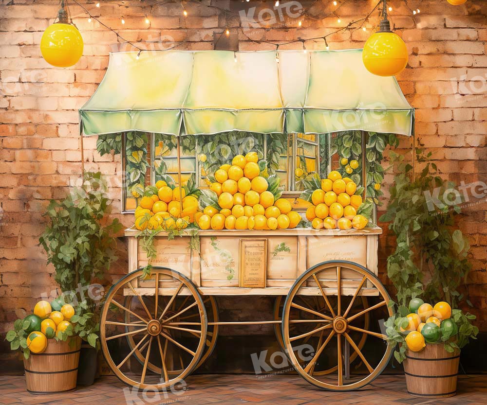 Kate Mur de briques Citrons Chariot Toile de fond conçu par Emetselch - Kate Backdrop FR