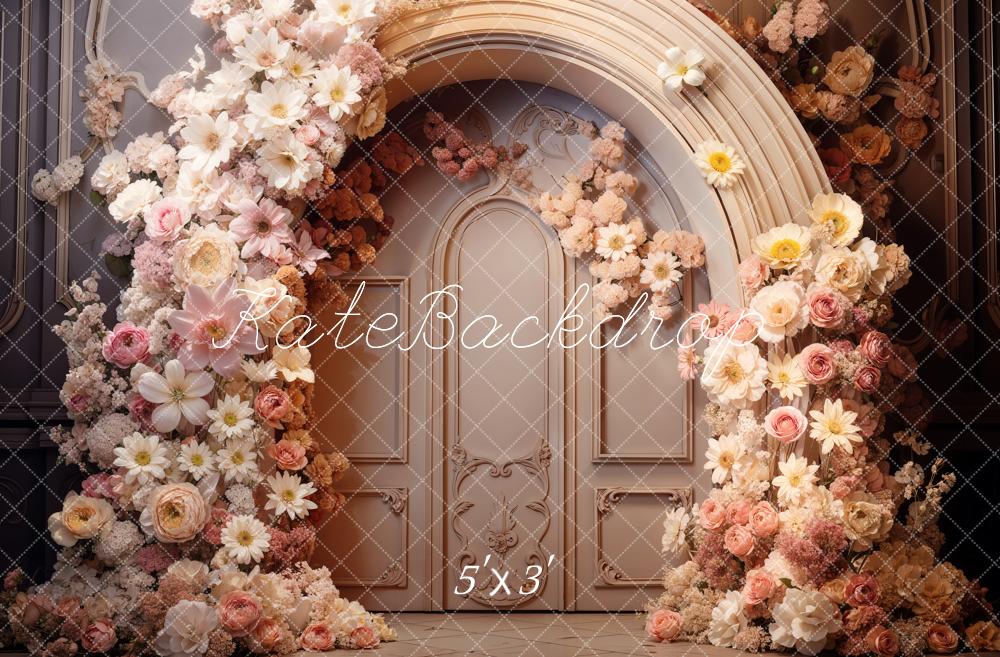 Kate Fleurs Porte Rose Boho Mariage Toile de fond conçu par Emetselch - Kate Backdrop FR