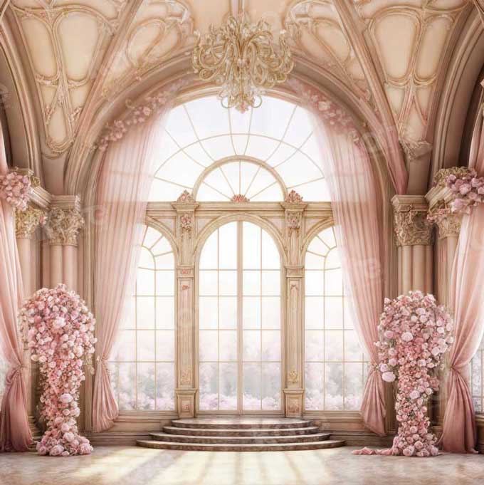 Kate Mariage Fenêtre Fleurs Luxueux Toile de fond pour la photographie - Kate Backdrop FR