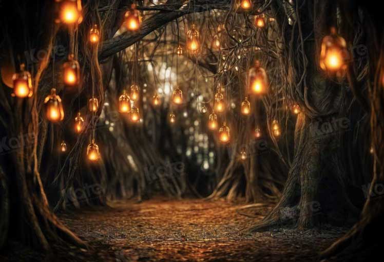 Kate Forêt Arbres Lumière Nuit Toile de fond pour la photographie