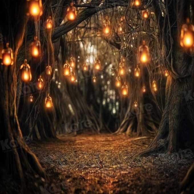 Kate Forêt Arbres Lumière Nuit Toile de fond pour la photographie