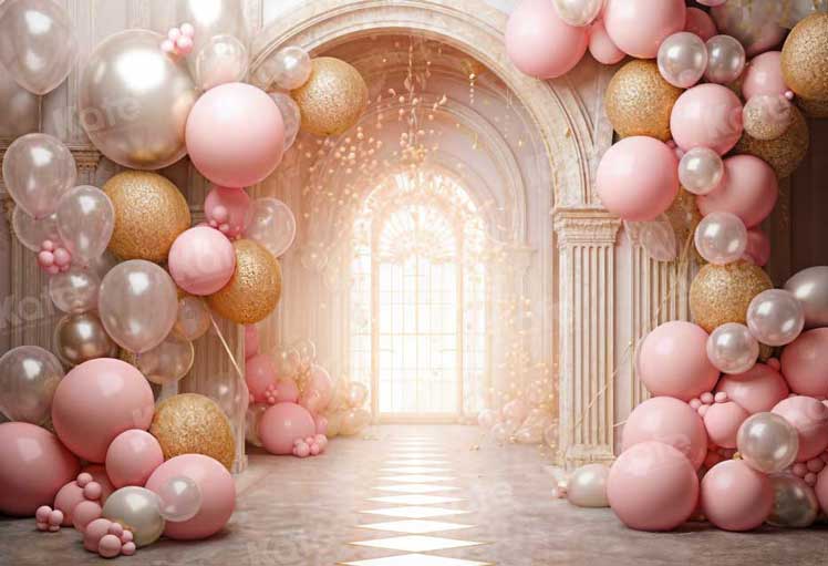 Kate Ballons Porte Mariage Beige Toile de fond pour la photographie - Kate Backdrop FR