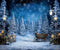 Kate Hiver Bleu Lampadaire Nuit Neige Toile de fond pour la photographie - Kate Backdrop FR