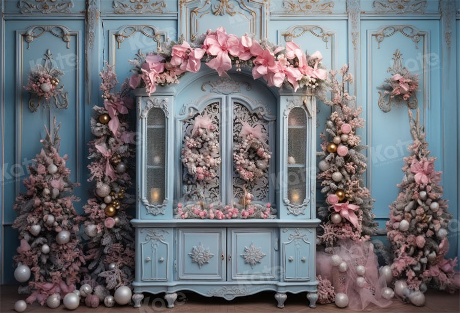 Kate Noël Armoire bleue Rose Arbres Toile de fond pour la photographie