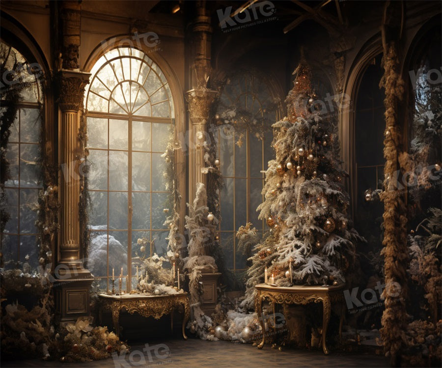 Kate Fenêtre Vintage Sapin de Noël Toile de fond pour la photographie