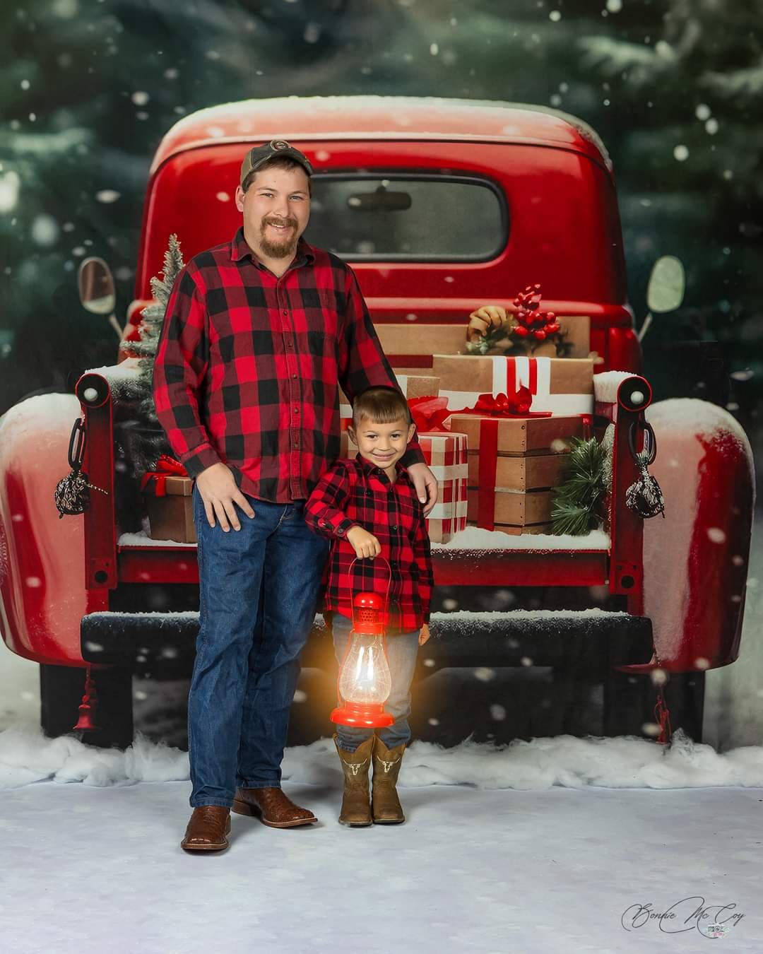 Voiture rouge Décoration de Noël Lumières du Nouvel An Toile de fond p –