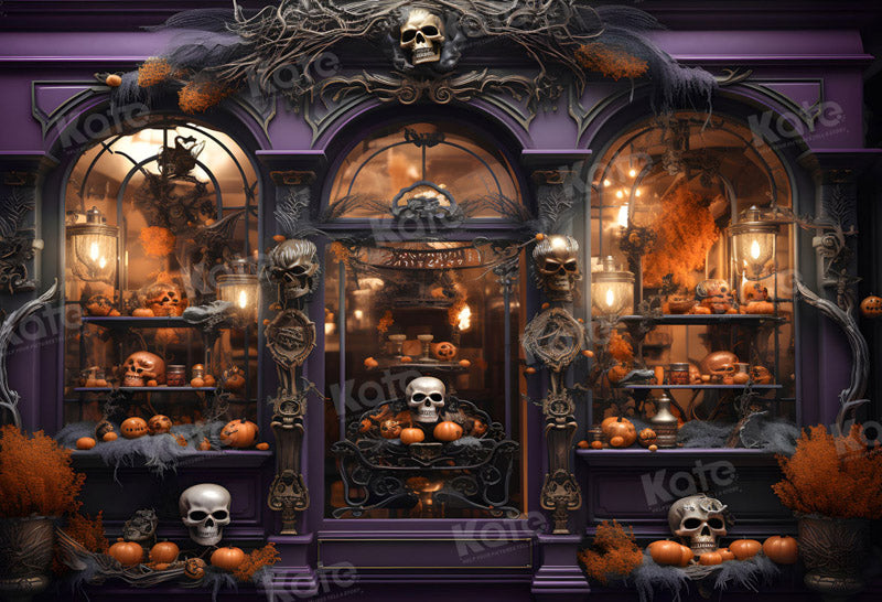 Kate Halloween Magasin Violet Squelette Toile de fond pour la photographie - Kate Backdrop FR