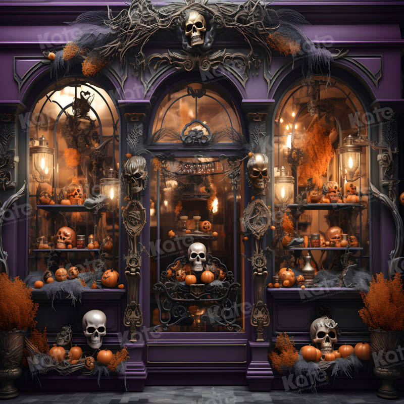 Kate Halloween Magasin Violet Squelette Toile de fond pour la photographie - Kate Backdrop FR