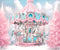 Kate Noël Blanc et Rose Manège Hiver Toile de fond conçu par Ashley Paul - Kate Backdrop FR