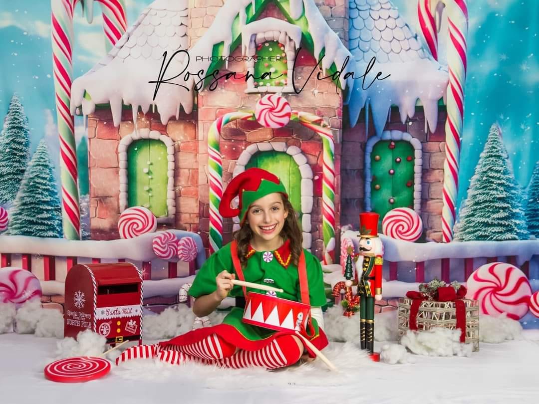 Kate Noël Hiver Maison de bonbons Toile de fond conçu par Emetselch - Kate Backdrop FR