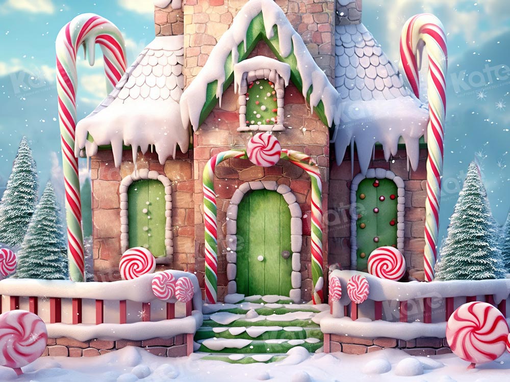 Offres Éclair-Kate Noël Hiver Maison de bonbons Toile de fond en Laine conçu par Emetselch - Kate Backdrop FR