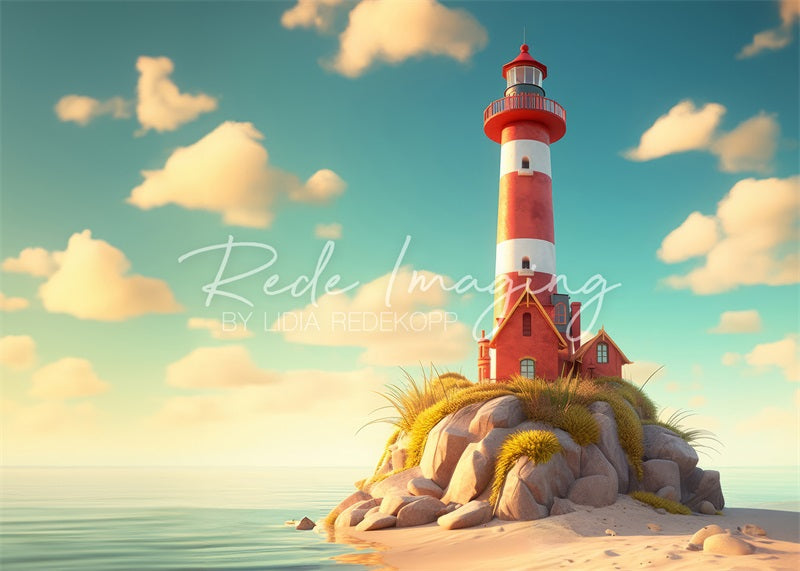 Kate Plage Phare Été Toile de fond conçue par Lidia Redekopp - Kate Backdrop FR