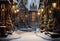 Kate Noël Nuit Rue Maisons Neige Toile de fond pour la photographie - Kate Backdrop FR