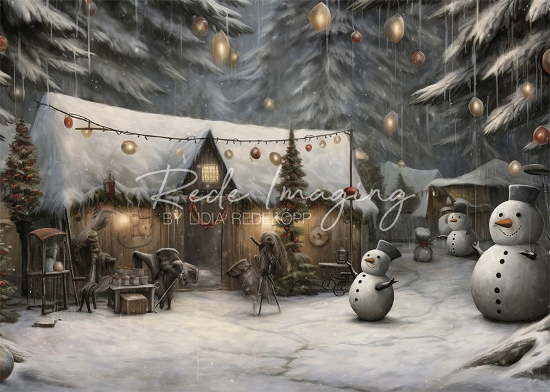 Kate Noël Camp Bonhomme de neige Toile de fond conçue par Lidia Redekopp - Kate Backdrop FR