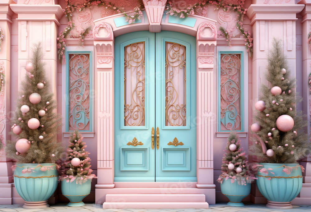 Kate Noël Maison Rose Porte bleue Toile de fond conçue par Emetselch