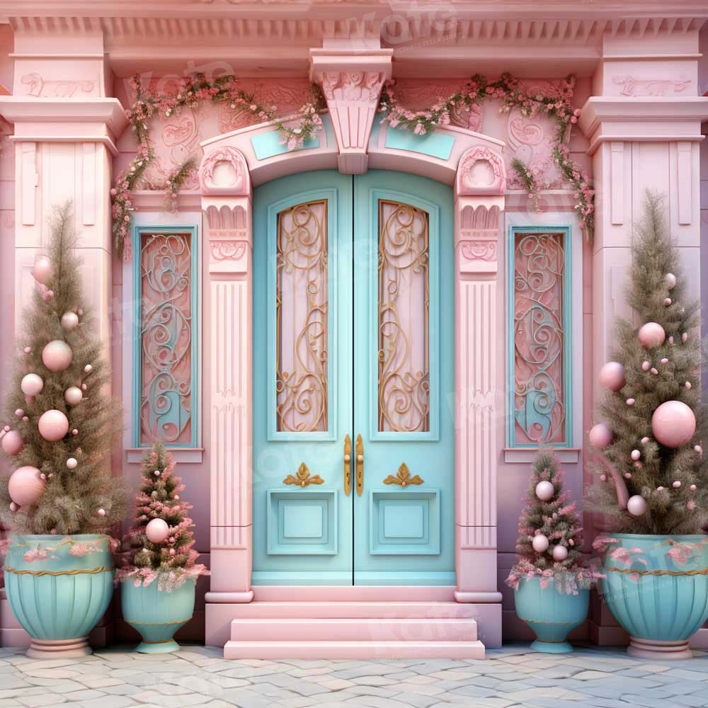 Kate Noël Maison Rose Porte bleue Toile de fond conçue par Emetselch