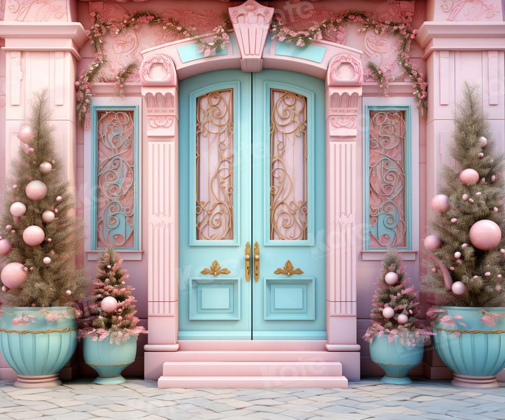 Kate Noël Maison Rose Porte bleue Toile de fond conçue par Emetselch