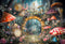 Kate Été Jungle Champignon Horloge Porte Toile de fond conçue par Chain Photographie - Kate Backdrop FR