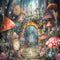 Kate Été Jungle Champignon Horloge Porte Toile de fond conçue par Chain Photographie - Kate Backdrop FR