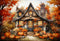 Kate Peint Automne Maison Citrouille Toile de fond conçue par Emetselch - Kate Backdrop FR