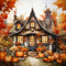 Kate Peint Automne Maison Citrouille Toile de fond conçue par Emetselch - Kate Backdrop FR