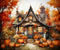 Kate Peint Automne Maison Citrouille Toile de fond conçue par Emetselch - Kate Backdrop FR