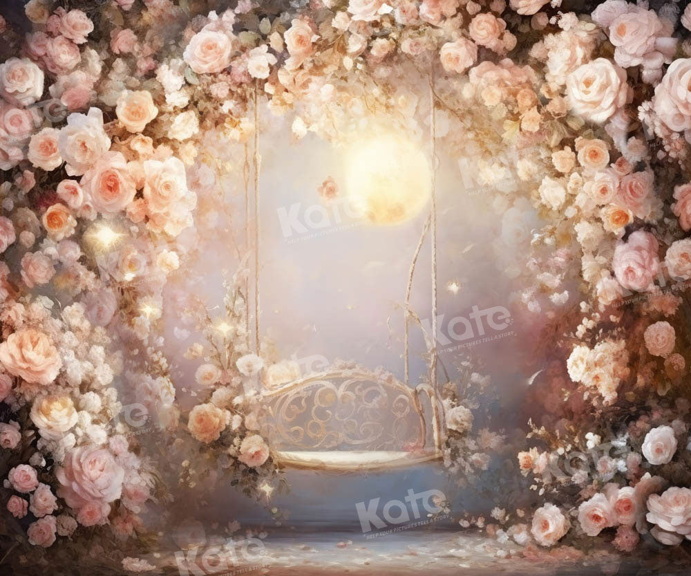Kate Beaux-Arts Fleurs Rose Balançoire Toile de fond conçue par Chain Photographie