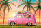 Kate Été Voiture rose Poupée Vacances Cocotier Toile de fond conçue par Emetselch - Kate Backdrop FR