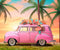 Kate Été Voiture rose Poupée Vacances Cocotier Toile de fond conçue par Emetselch - Kate Backdrop FR