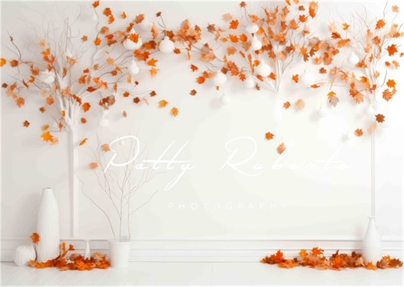 Kate Mur blanc Automne Arbres Toile de fond Conçu par Patty Robert - Kate Backdrop FR