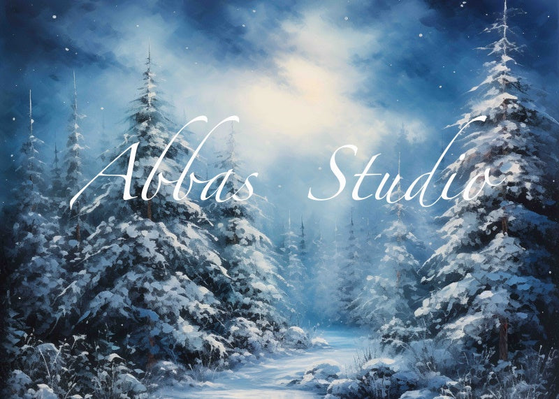 Kate Soir Paysage d'hiver Arbres Neige Toile de fond conçue par Abbas Studio - Kate Backdrop FR