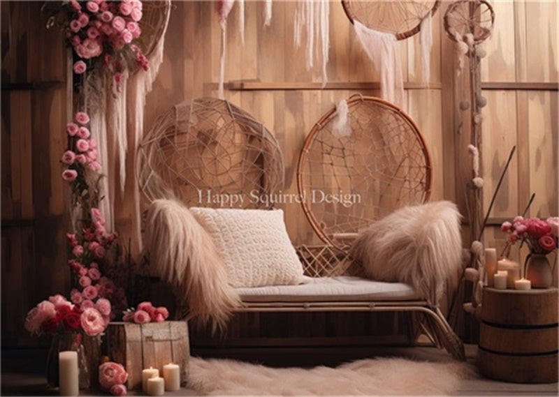 Kate Attrape-rêves floraux Bohème Toile de fond Conçu par Happy Squirrel Design