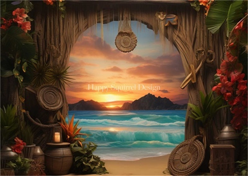 Kate Arche hawaïenne Été Mer Toile de fond Conçu par Happy Squirrel Design - Kate Backdrop FR