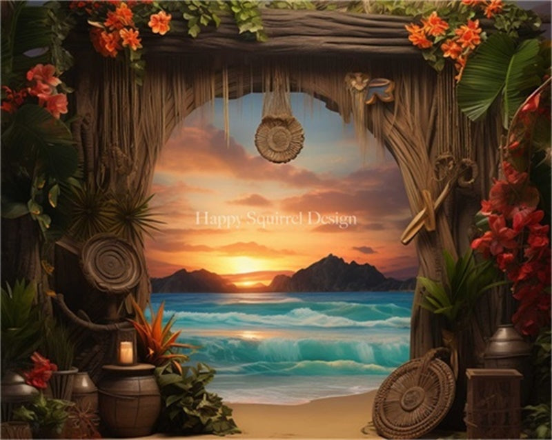Kate Arche hawaïenne Été Mer Toile de fond Conçu par Happy Squirrel Design - Kate Backdrop FR