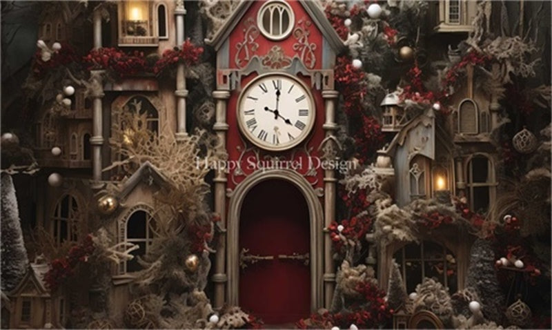 Kate Vacances Tour de l'horloge Toile de fond Conçu par Happy Squirrel Design - Kate Backdrop FR