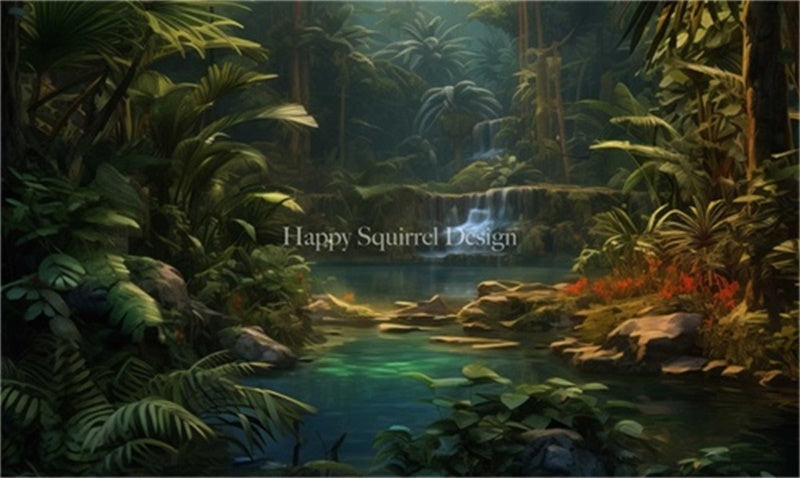 Kate Jungle Paradis Plante Vert Toile de fond Conçu par Happy Squirrel Design