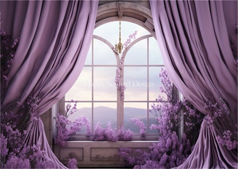 Kate Fenêtre Rideau Violet Intérieur Toile de fond Conçu par Happy Squirrel Design - Kate Backdrop FR