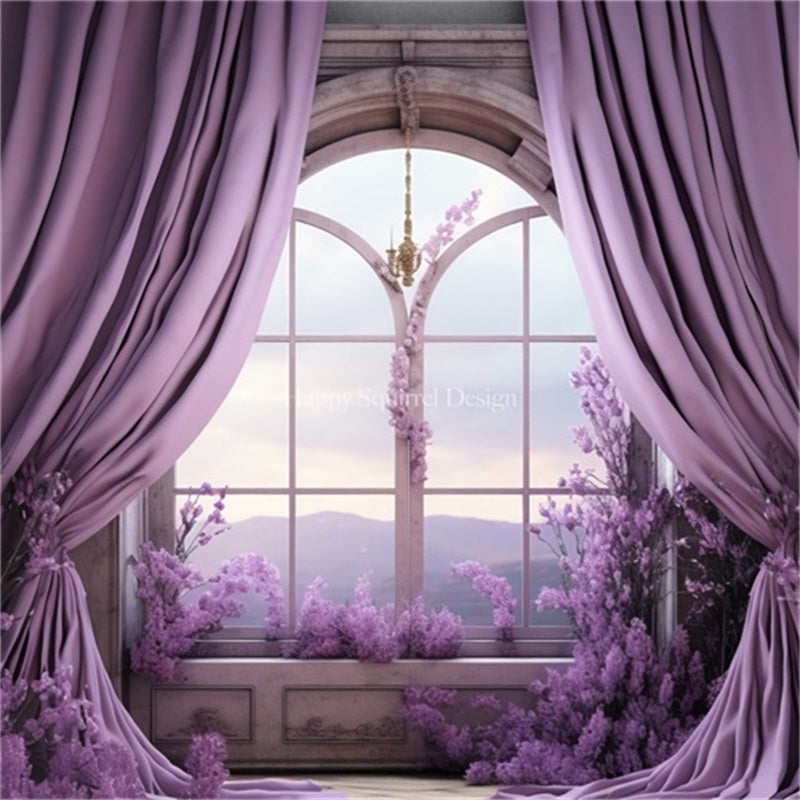 Kate Fenêtre Rideau Violet Intérieur Toile de fond Conçu par Happy Squirrel Design - Kate Backdrop FR