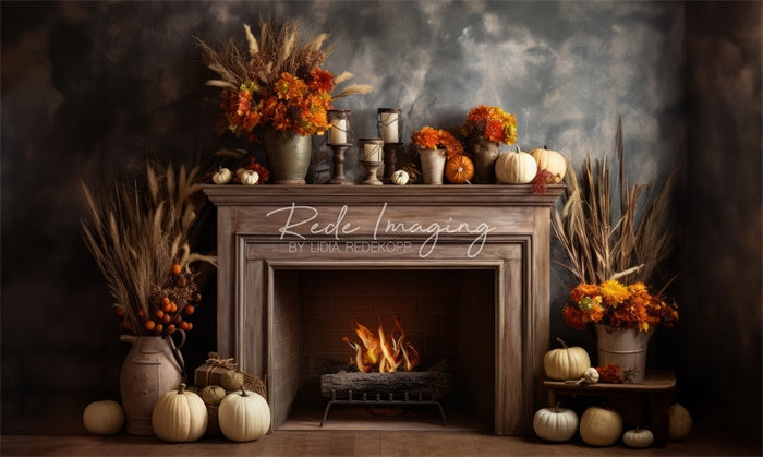 Kate Automne Cheminée Intérieur Boho Toile de fond conçue par Lidia Redekopp - Kate Backdrop FR