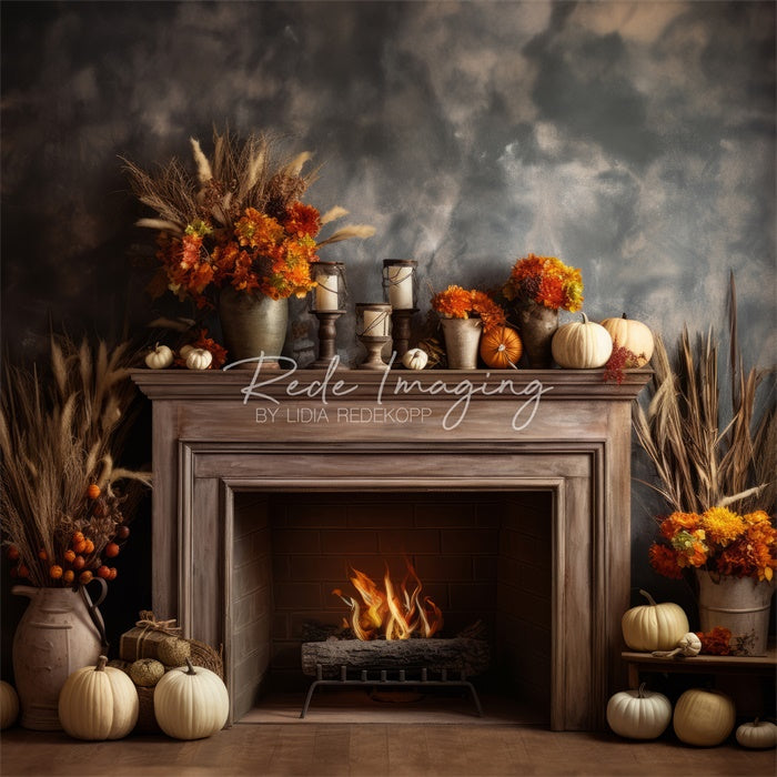 Kate Automne Cheminée Intérieur Boho Toile de fond conçue par Lidia Redekopp - Kate Backdrop FR